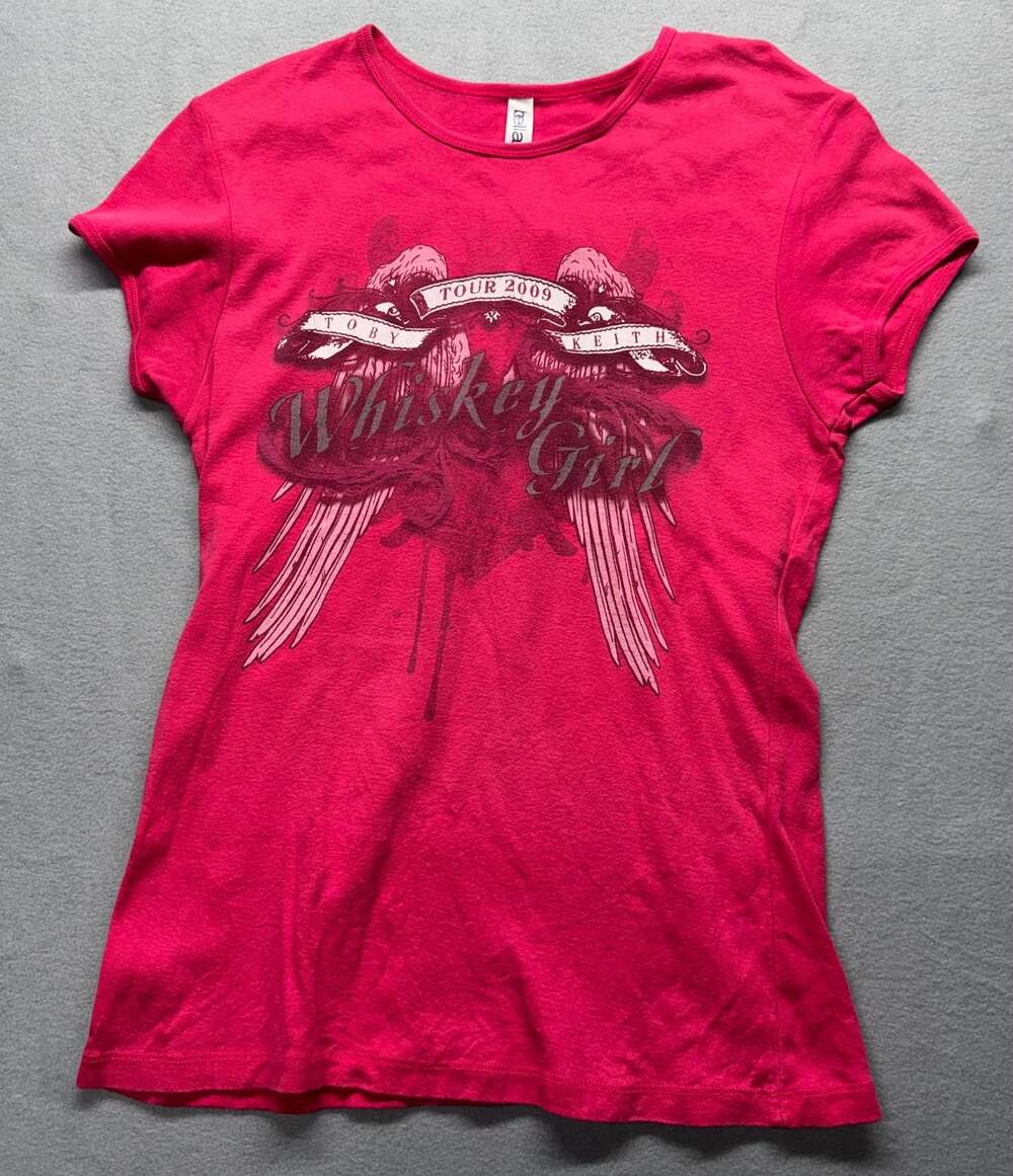 Bella Toby Keith Whiskey Girl Tour 2009 Pink Graphic T-Shirt XL